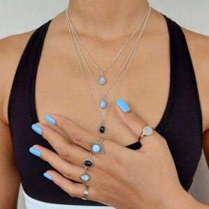 Black Onyx Oval Silver Necklace