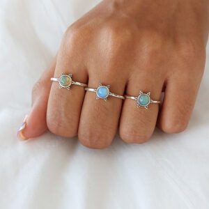 3 Bead Opal Silver Ring