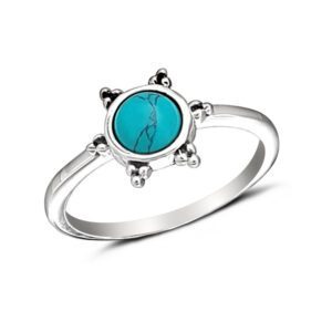 3 Bead Turquoise Silver Ring