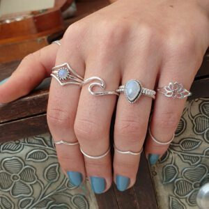 Circle Moonstone Silver Gemstone Ring
