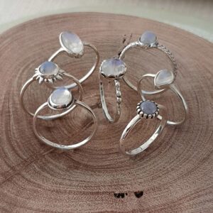 Circle Moonstone Silver Gemstone Ring