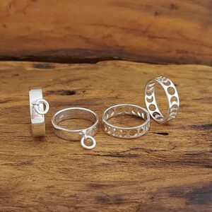 Phases of Moon Silver 5mm Band Ring