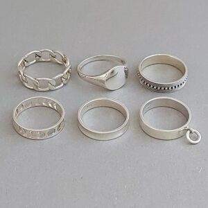 Phases of Moon Silver 5mm Band Ring