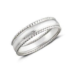 Double Rope Polished Band Silver Ring