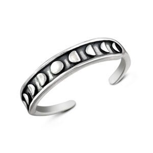 Phases of Moon Oxidised Silver Midi Ring