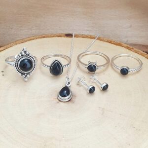 3 Bead Onyx Silver Ring