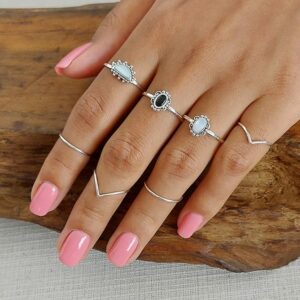 Vintage Beaded Shell Silver Ring