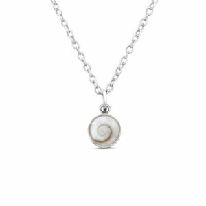 Shiva Shell Disc Charm Silver Pendant Necklace