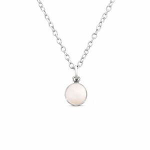 White Shell Disc Charm Silver Pendant Necklace