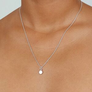 White Shell Disc Charm Silver Pendant Necklace