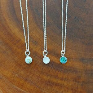 Abalone Shell Disc Charm Silver Pendant Necklace