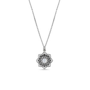 Mandala Flower Shell Silver Necklace