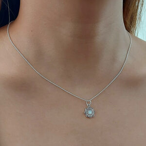 Mandala Flower Shell Silver Necklace