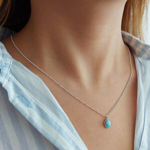 Larimar Fine Tear Drop Silver Necklace