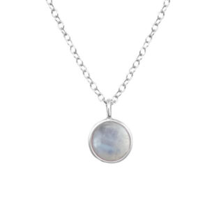 Round Moonstone Fine Silver Necklace