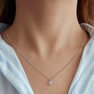 Round Moonstone Fine Silver Necklace