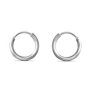 Plain 14mm Silver Hoop Earrings