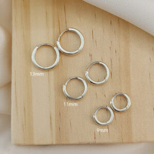 Plain 13mm Silver Hoop Huggie Earrings