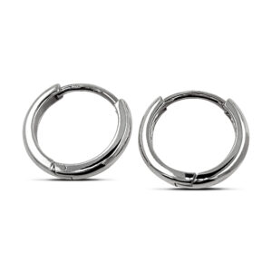 Plain 13mm Silver Hoop Huggie Earrings