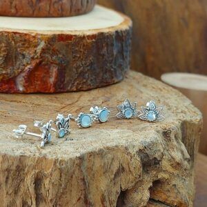 Beaded Mandala Silver Earring Studs