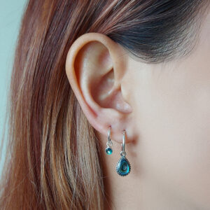 Tiny Abalone Hoop Charm Earrings