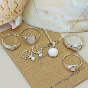 Tiny White Shell Hoop Charm Earrings