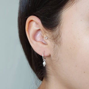 Classic Pearl Hoop Charm Earrings