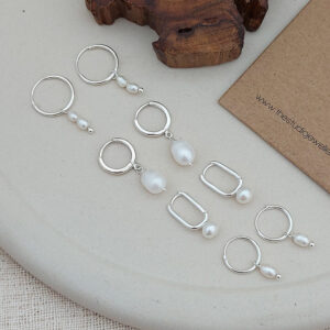 Classic Pearl Hoop Charm Earrings