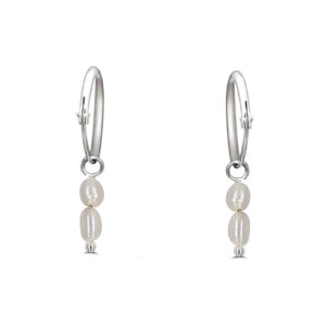 Duo Pearl Hoop Charm Earrings