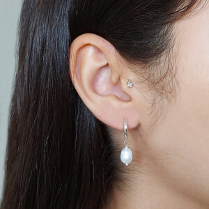 Fresh Water Pearl Hoop Charm Earrings