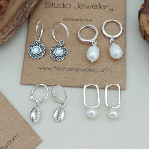 Fresh Water Pearl Hoop Charm Earrings