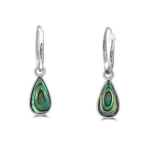 Tear Drop Abalone Hoop Charm Earrings