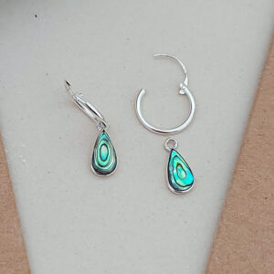 Tear Drop Abalone Hoop Charm Earrings