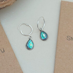 Water Drop Abalone Hoop Charm Earrings