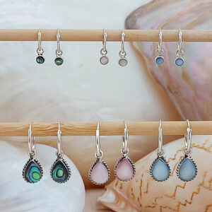 Water Drop Abalone Hoop Charm Earrings