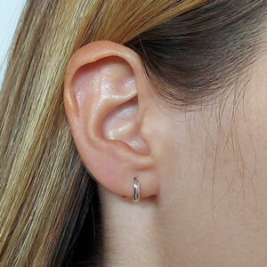 Plain 9mm Silver Hoop Huggie Earrings