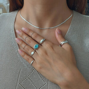 Thin Herringbone Silver Necklace