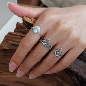 Mandala Crown Silver Ring