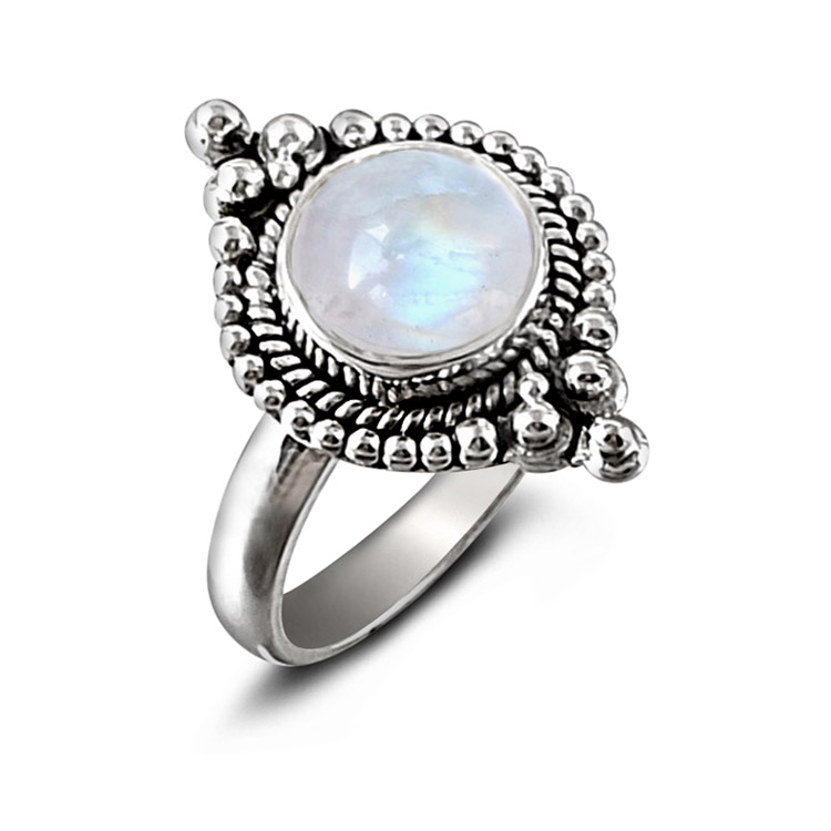 Natural Rainbow Moonstone Ring in 18k Pure Gold - Meerah - By Monika