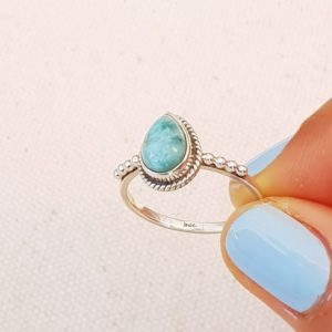 Water Drop Larimar Silver Ring - Studio Jewellery US Water Drop Larimar Silver Ring - Studio Jewellery US