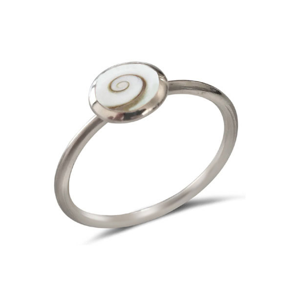 Blue Oval Shell Silver Ring - Studio Jewellery US