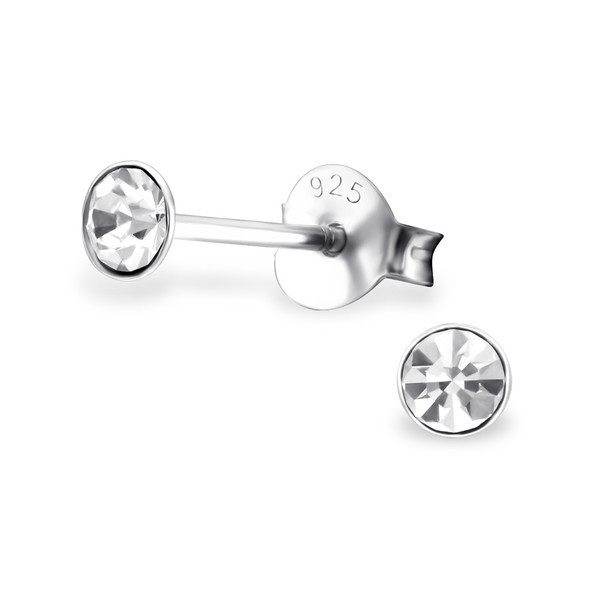 7mm Medium Sized Round Disc Silver Stud Earrings