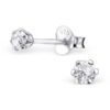 3mm CZ Sterling Silver Classic Earring Studs