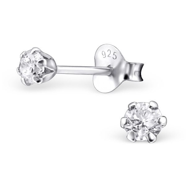 3mm CZ Sterling Silver Classic Earring Studs - Studio Jewellery - Stud Earrings