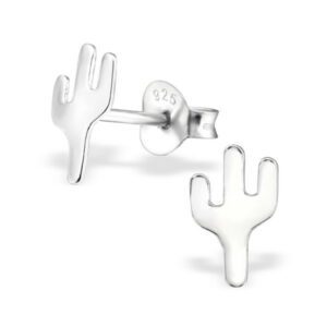 925 sterling silver cacti sleeper studs featuring 8x6mm cactus motif with post backs