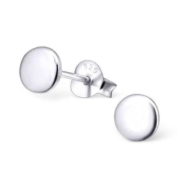 7mm Medium Sized Round Disc Silver Stud Earrings - Studio Jewellery - Stud Earrings