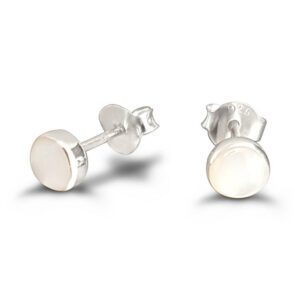 Small Mother of Pearl Shell Silver Stud Earrings