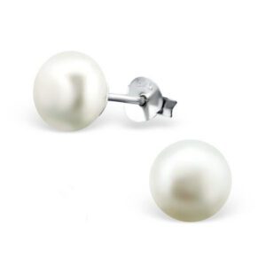 Medium 8mm Sterling Silver Freshwater Pearl Earring Studs