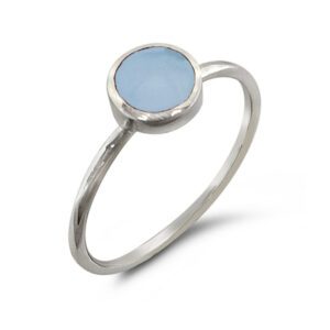 Round Blue Shell Silver Ring