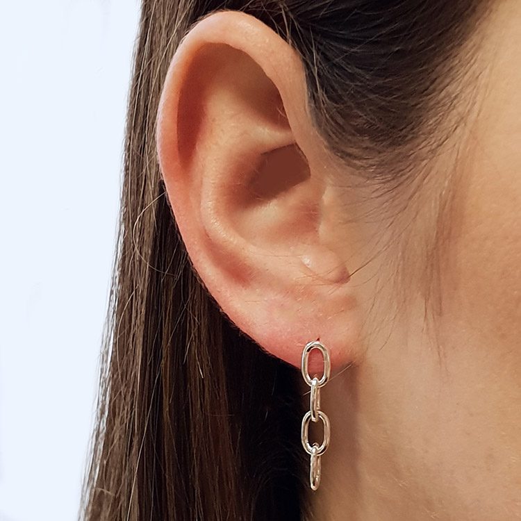 Chain Link Silver Earring Studs Studio Jewellery US